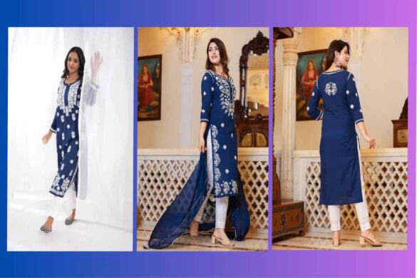 Blue Chikankari Kurta For Women 2025