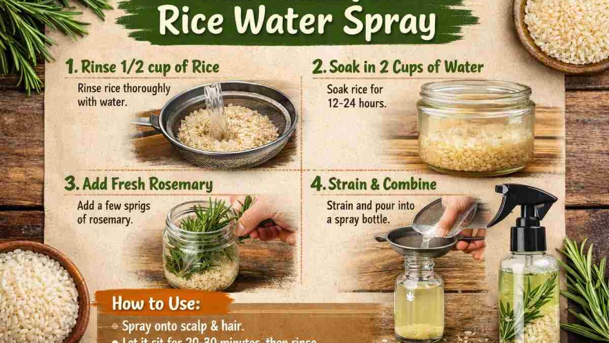 Rosemary and Rice Water Spray: A Natural Secret for Stronger, Healthier Hair